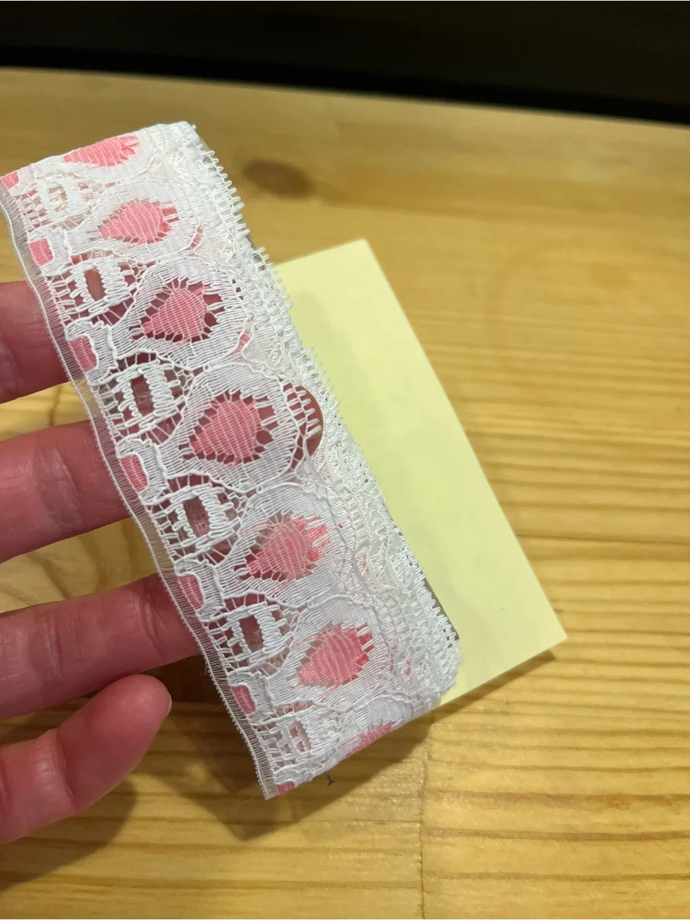 White Lace Trim with Pink Accent